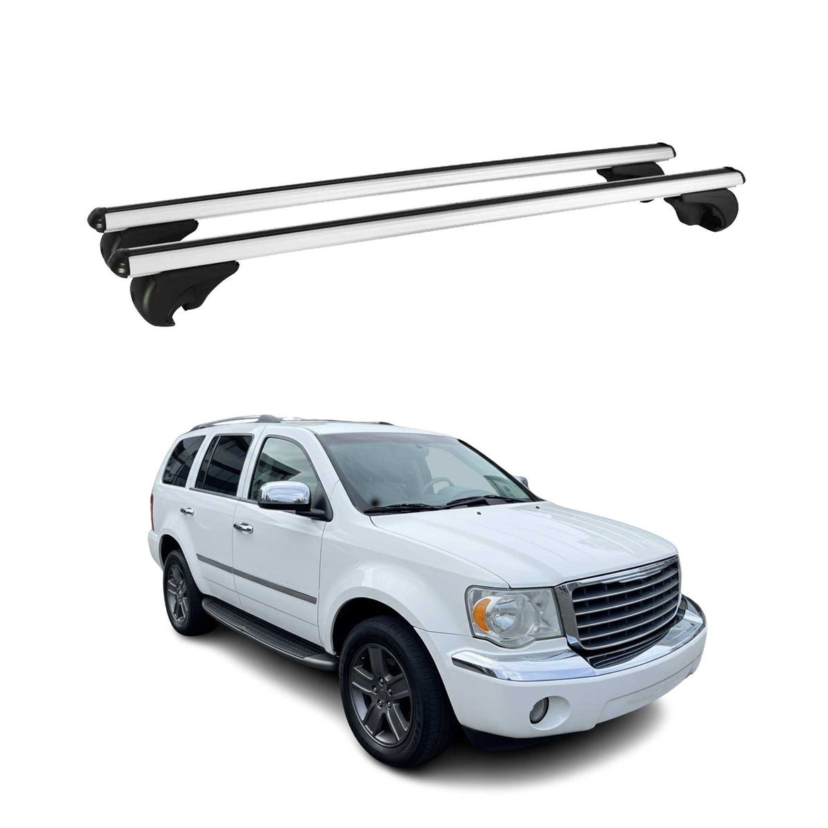 Dachträger Grundtäger für Chrysler Aspen 2007-2009 75kg Aluminium Silber 2 tlg