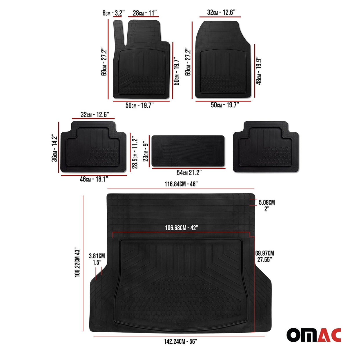 Fußmatten & Kofferraumwanne Set für Mazda CX-3 Antirutsch Universal Schwarz