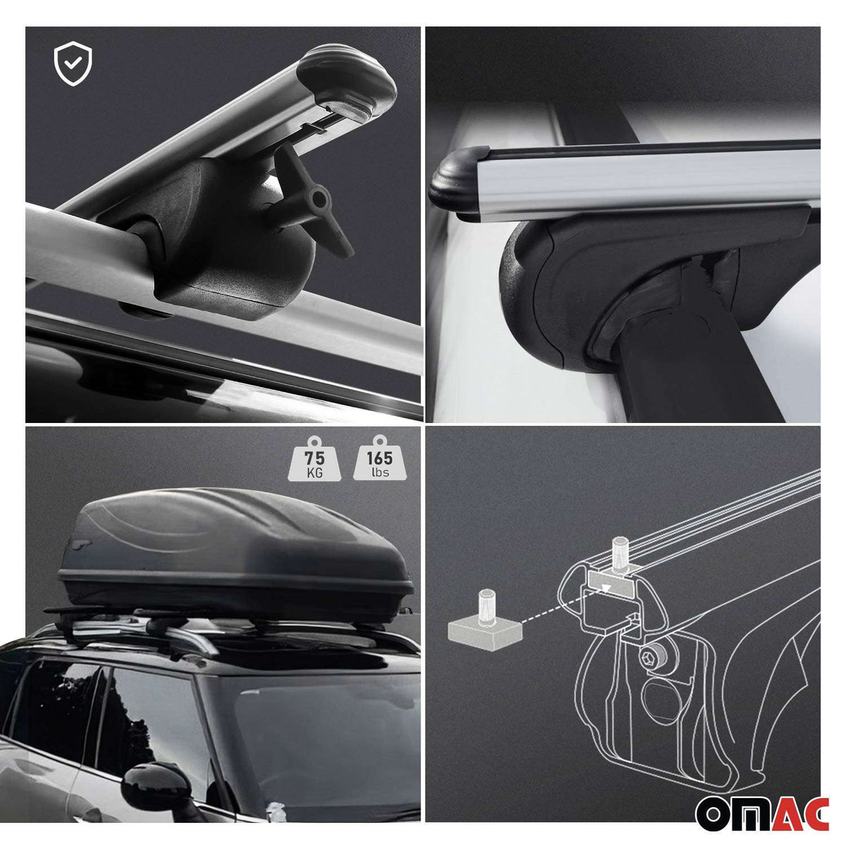 Dachträger Grundtäger für SsangYong Rodius 2004-2013 75kg Aluminium Silber 2 tlg Namma Markt