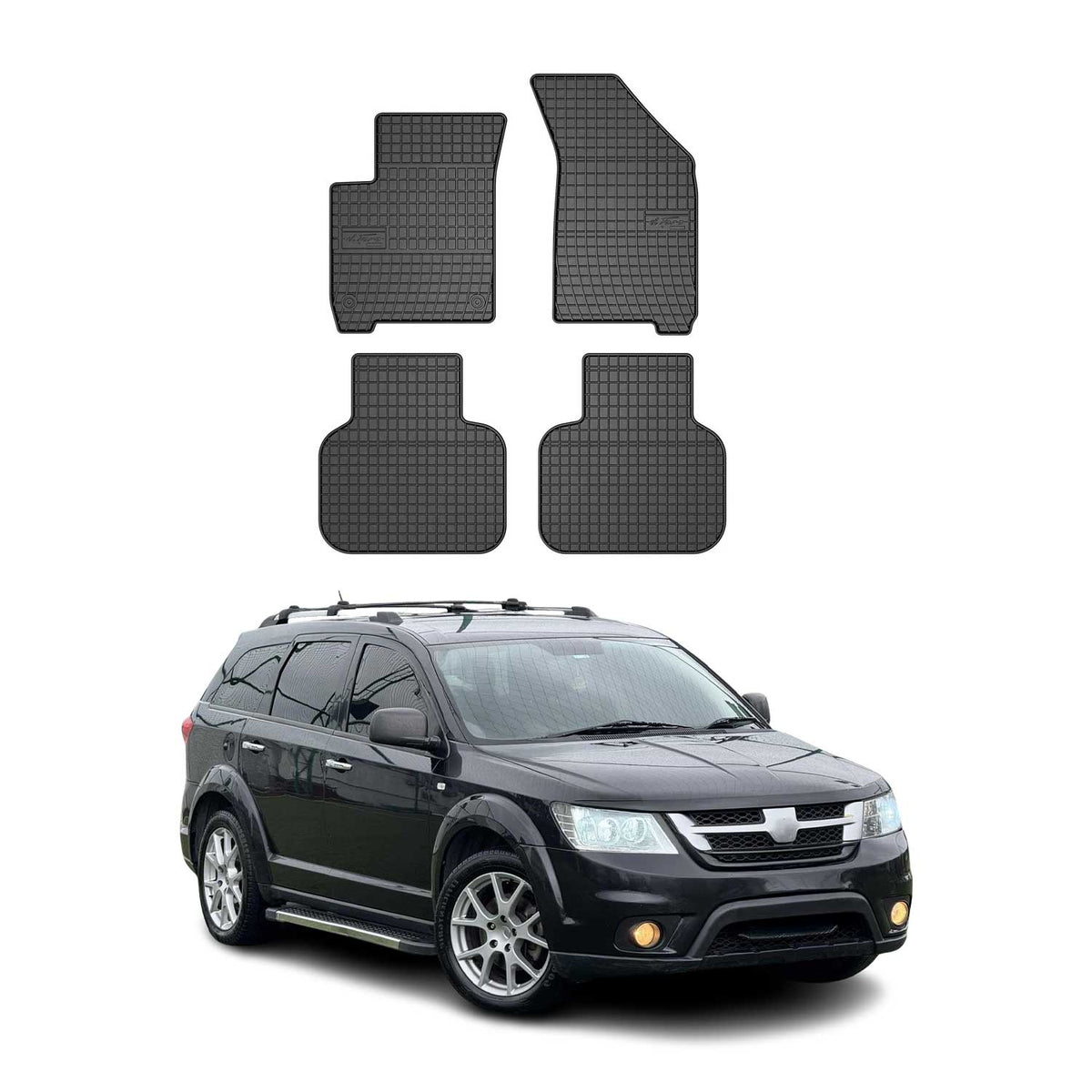 OMAC Gummi Fußmatten für Fiat Freemont 2011-2016 Automatten Gummi TPE Schwarz 4x