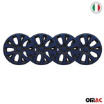 4x Radblenden Radkappen Radzierblenden 16" Zoll Stahlfelgen Schwarz Dunkel Blau