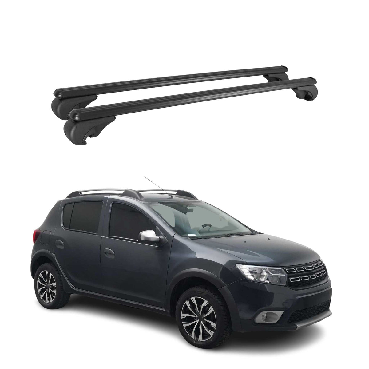 Dachträger für Dacia Sandero Stepway 2012-2020 Gepäckträger Aluminium Schwarz 2x