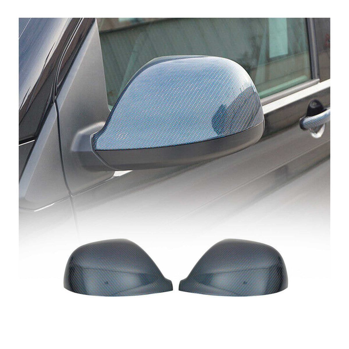 Spiegelkappen Spiegelabdeckung für VW Caravelle T5 2009-2015 Echt Carbon Blau