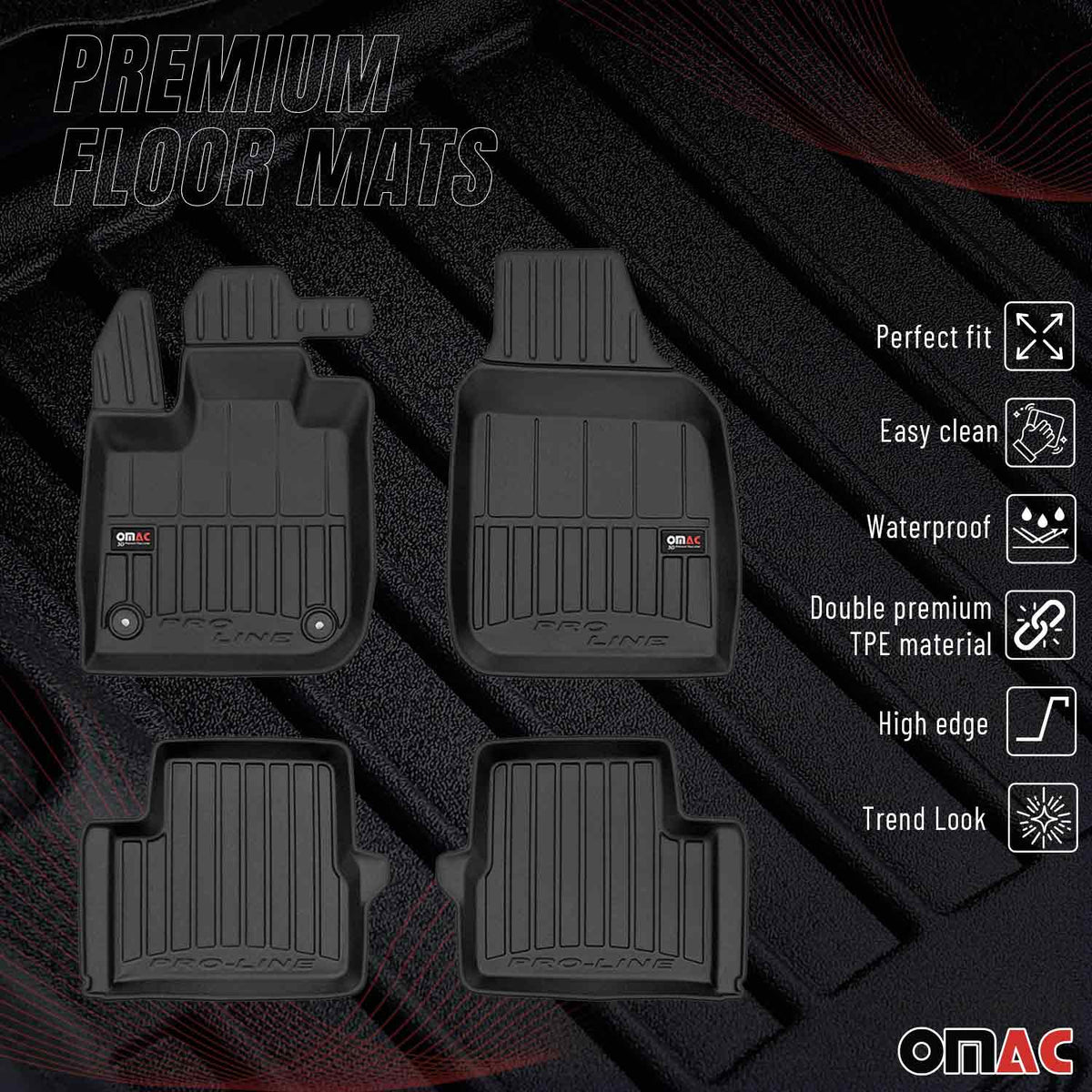 OMAC Gummi Fußmatten für Fiat 500E 2020-2026 Premium TPE 3D Automatten 4tlg