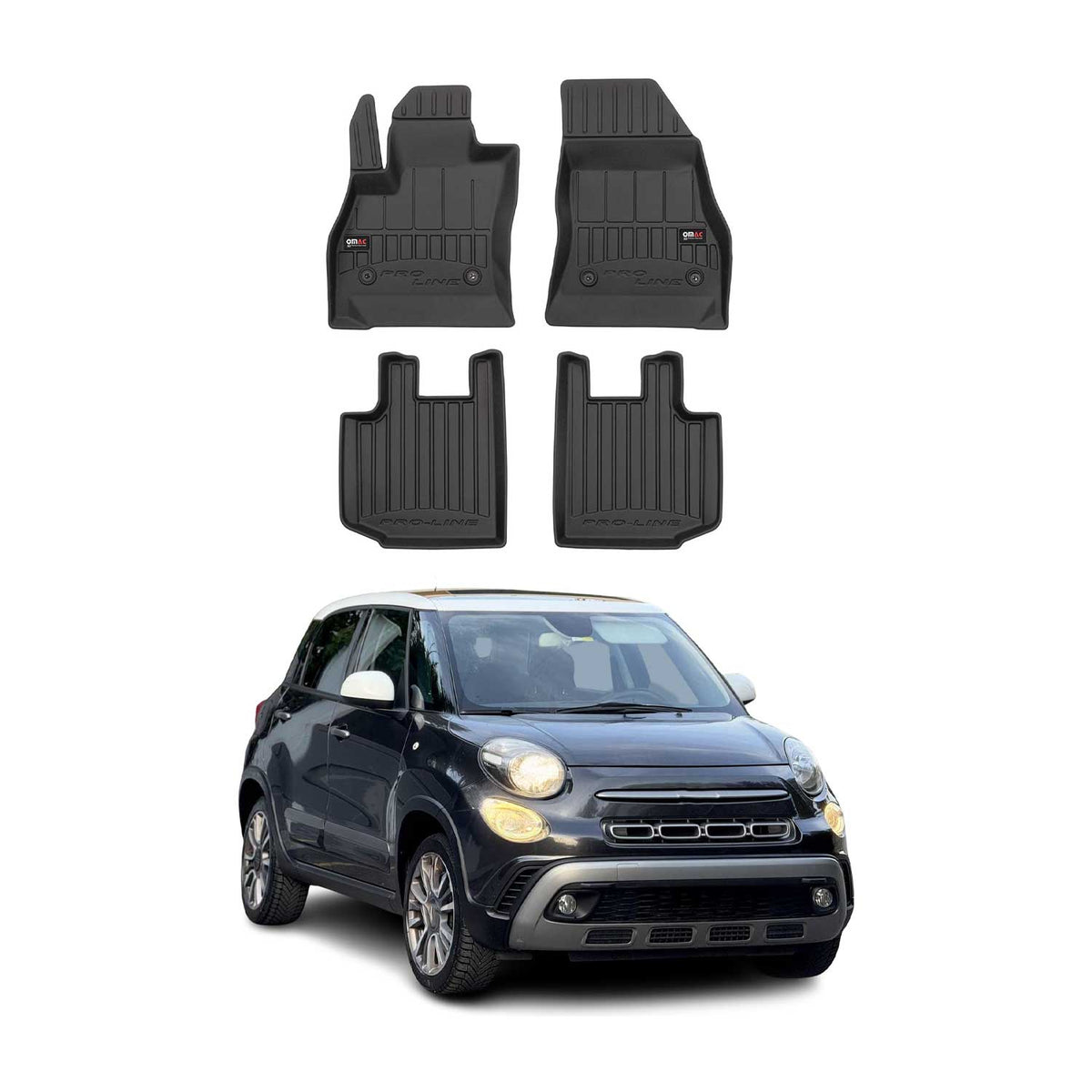 OMAC Gummi Fußmatten für Fiat 500L 2012-2024 Premium TPE 3D Automatten 4tlg
