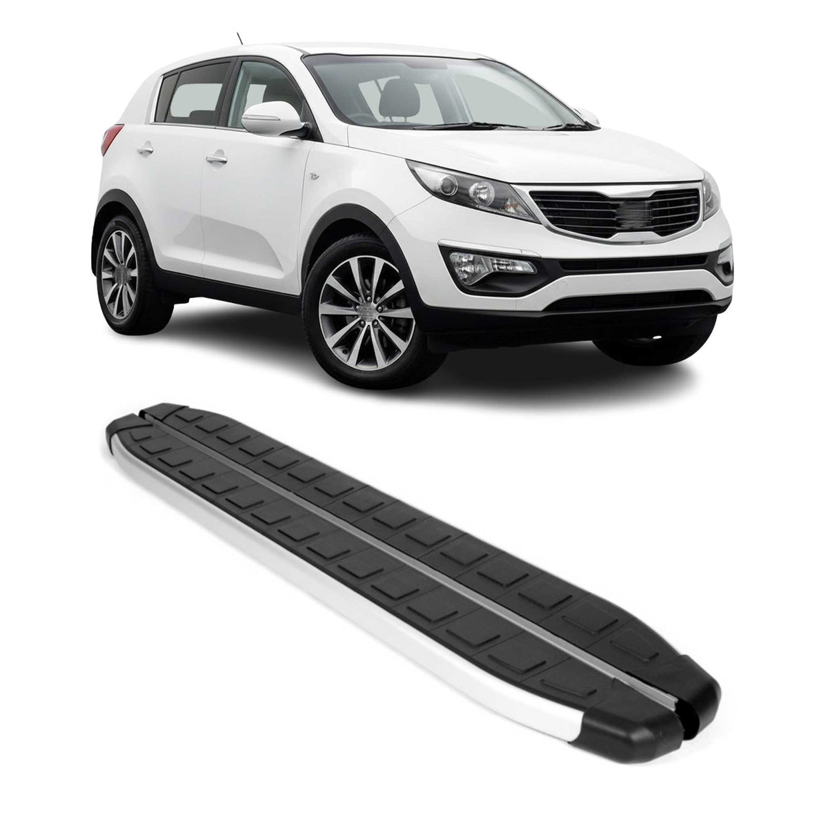Schweller Seitenbretter Trittbretter für Kia Sportage 3 2010-2015 Alu Schwarz