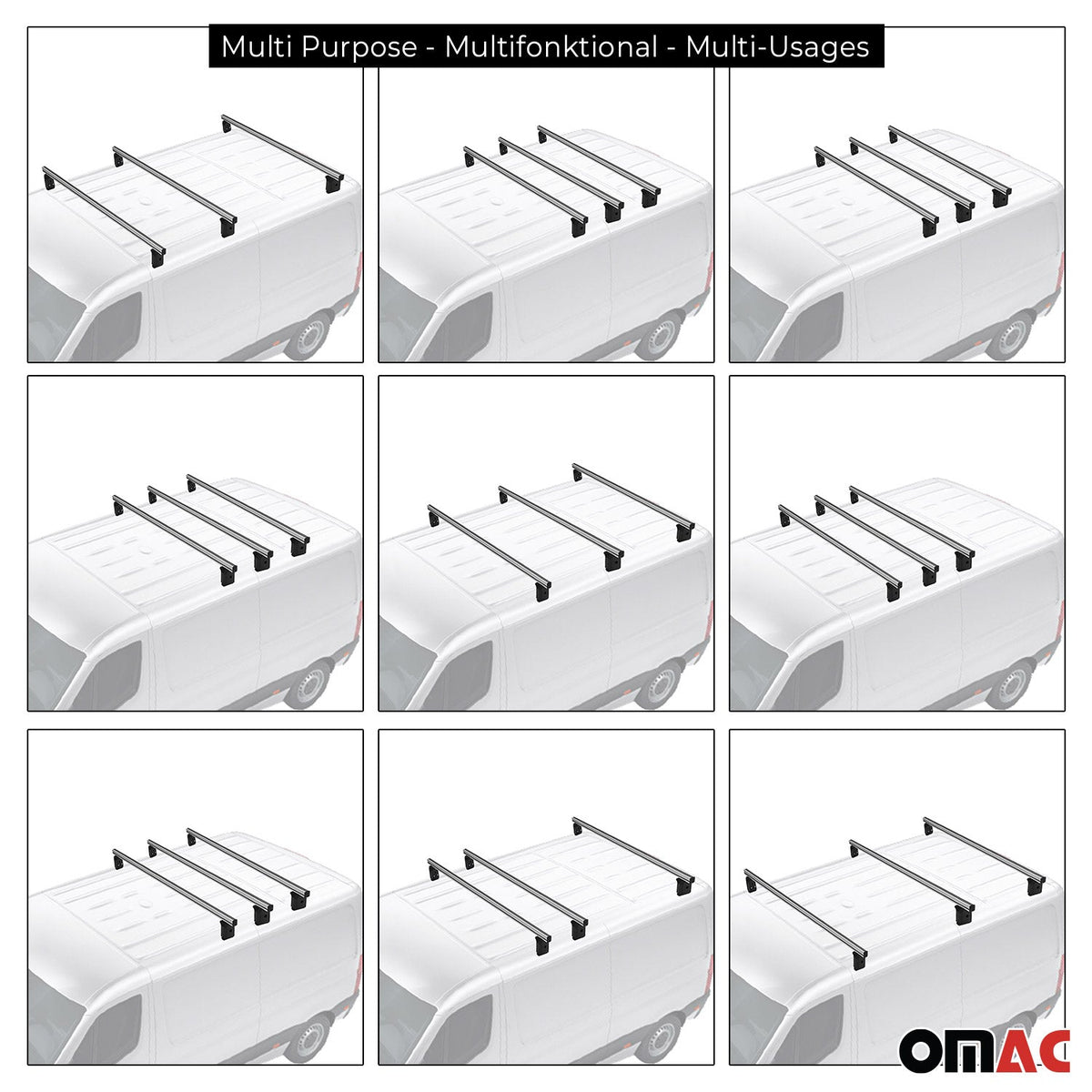 Menabo Dachträger Querträger für Opel Movano 2010-2021 L1 L2 Aluminium Grau 3x
