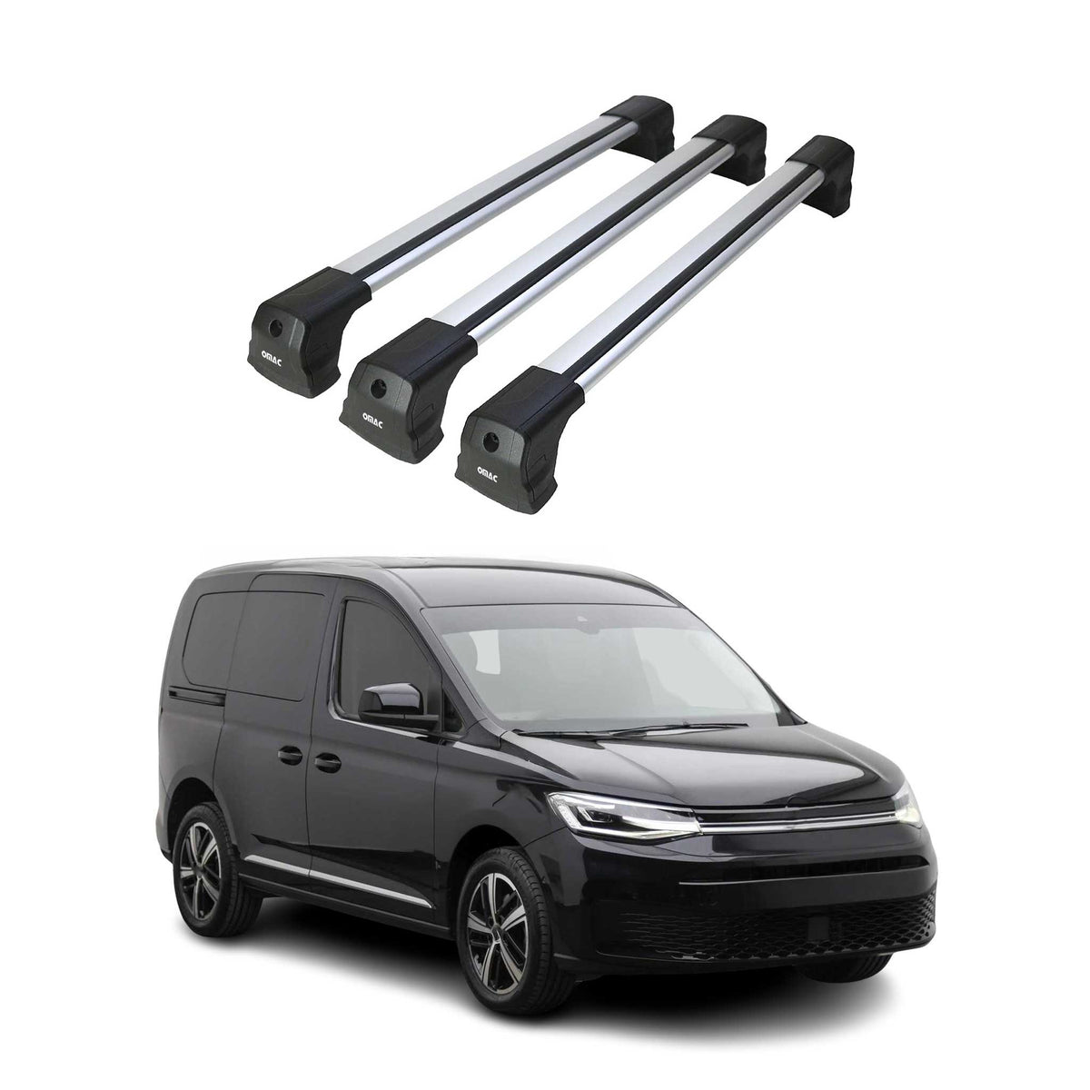 Dachträger Grundträger für VW Caddy V Maxi 2020-2026 75kg Aluminium Silber 3 tlg