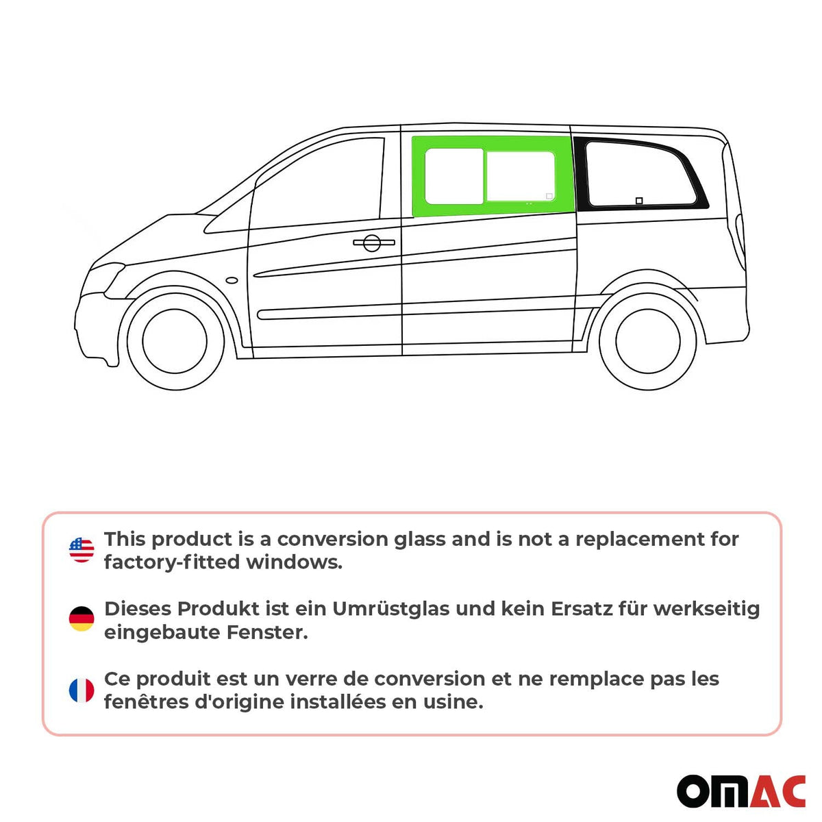 Seitenfenster Schiebefenster für Mercedes Vito W639 2003-14 Vorne Links L1 L2 L3