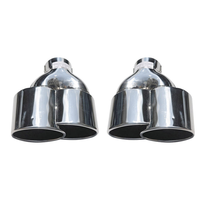 Auspuffblende Chrom 190*80 Edelstahl Silber Rechts und Links 2 tlg