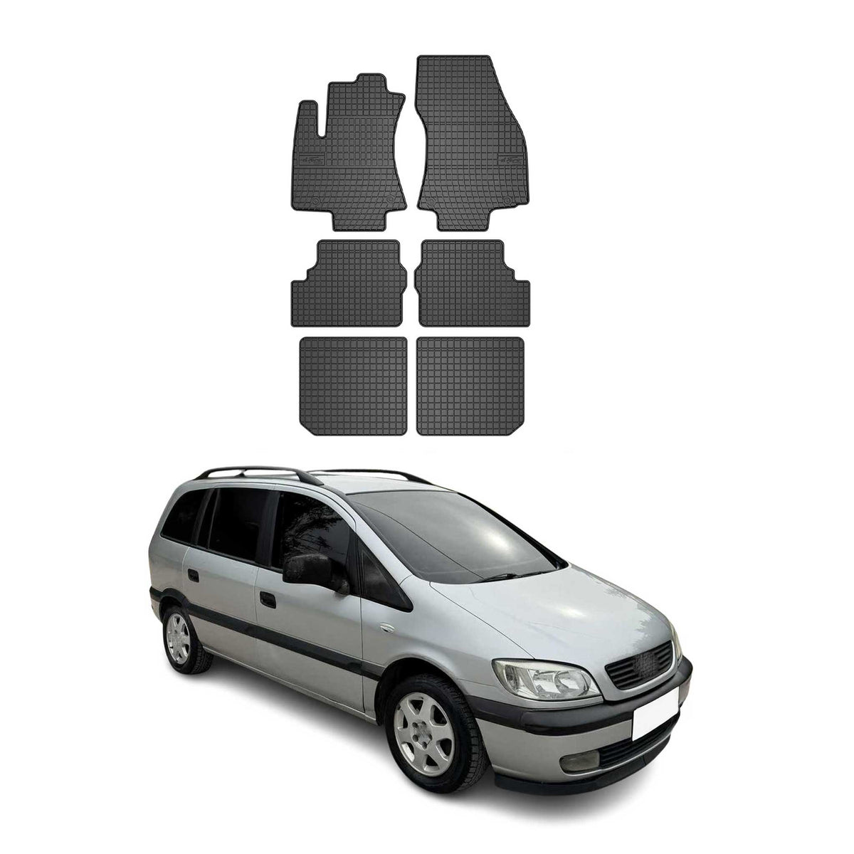 OMAC Gummi Fußmatten für Opel Zafira 1999-2005 Automatten Gummi Schwarz 6tlg