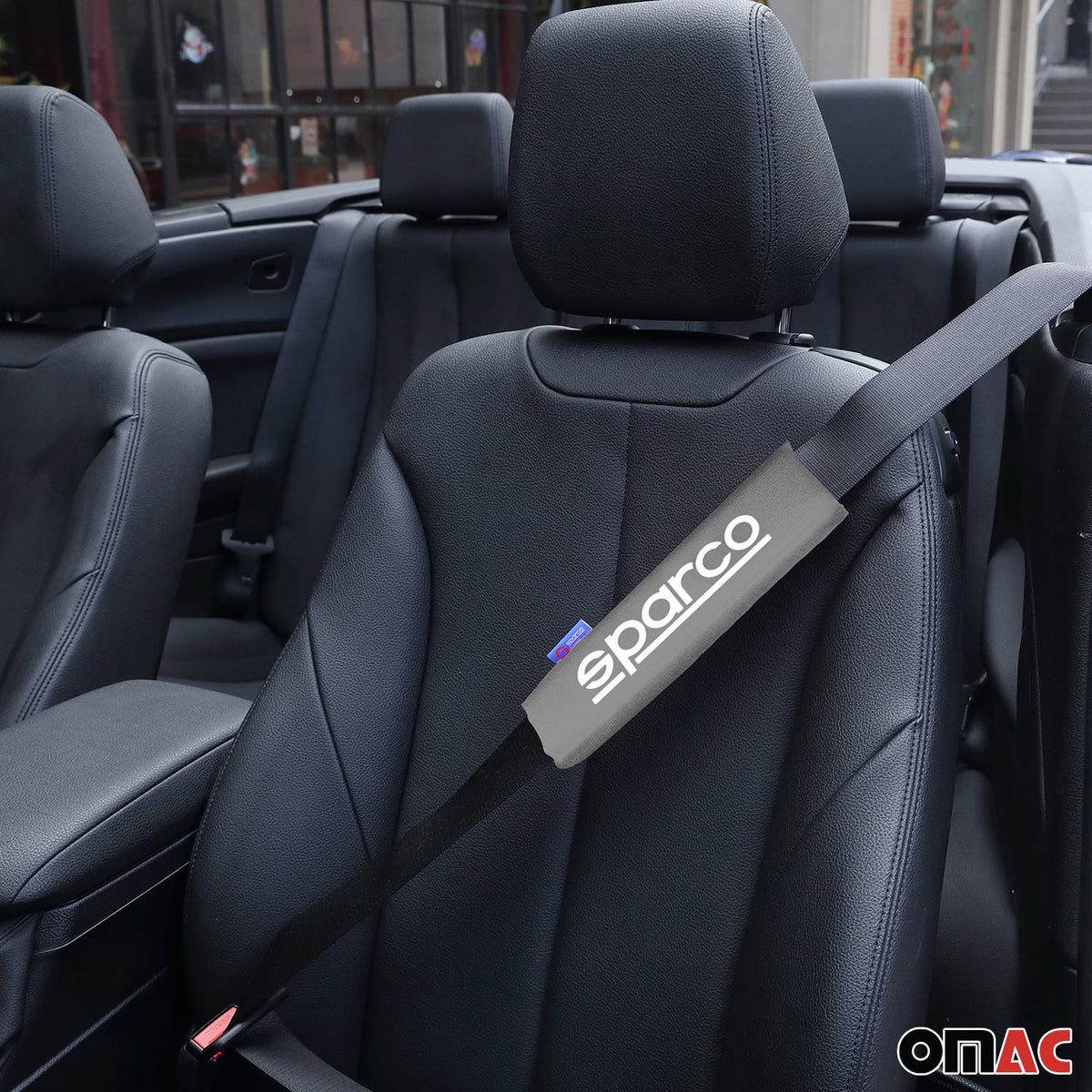 SPARCO Gurtschoner Gurtpolster Sicherheitsgurt Gurtschutz Autogurt Grau 2x