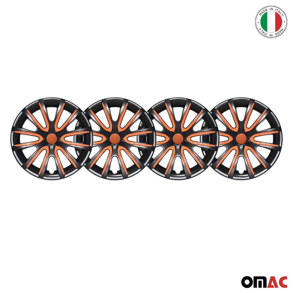 4x Radblenden Radkappen Radzierblenden 16" Zoll Stahlfelgen Schwarz Orange