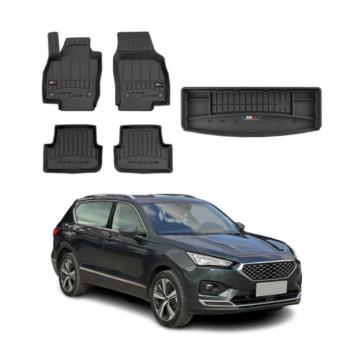 OMAC Fußmatten Kofferraumwanne Set für Seat Tarraco 2018-2024 Ohne 3.Reihe Gummi