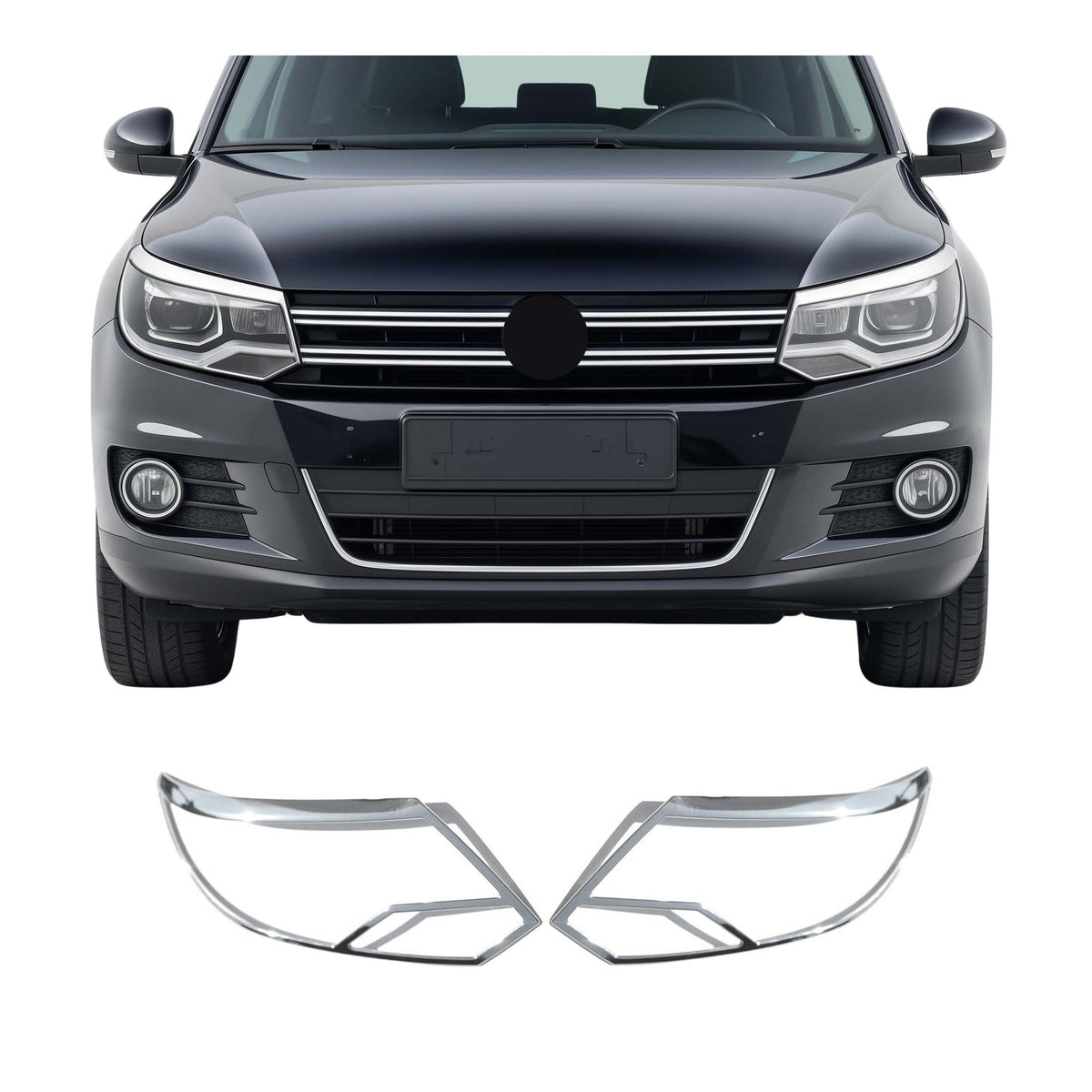 Scheinwerfer Leisten Scheinwerferblende für VW Tiguan 2011-2016 Chrom ABS 2tlg