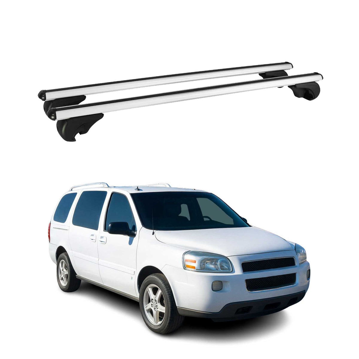 Dachträger Grundtäger für Chevrolet Uplander 2005-2009 75kg Alu Silber 2 tlg