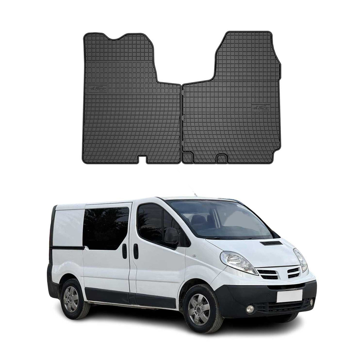 OMAC Gummi Fußmatten für Nissan Primastar 2006-2016 Automatten TPE Schwarz 2x