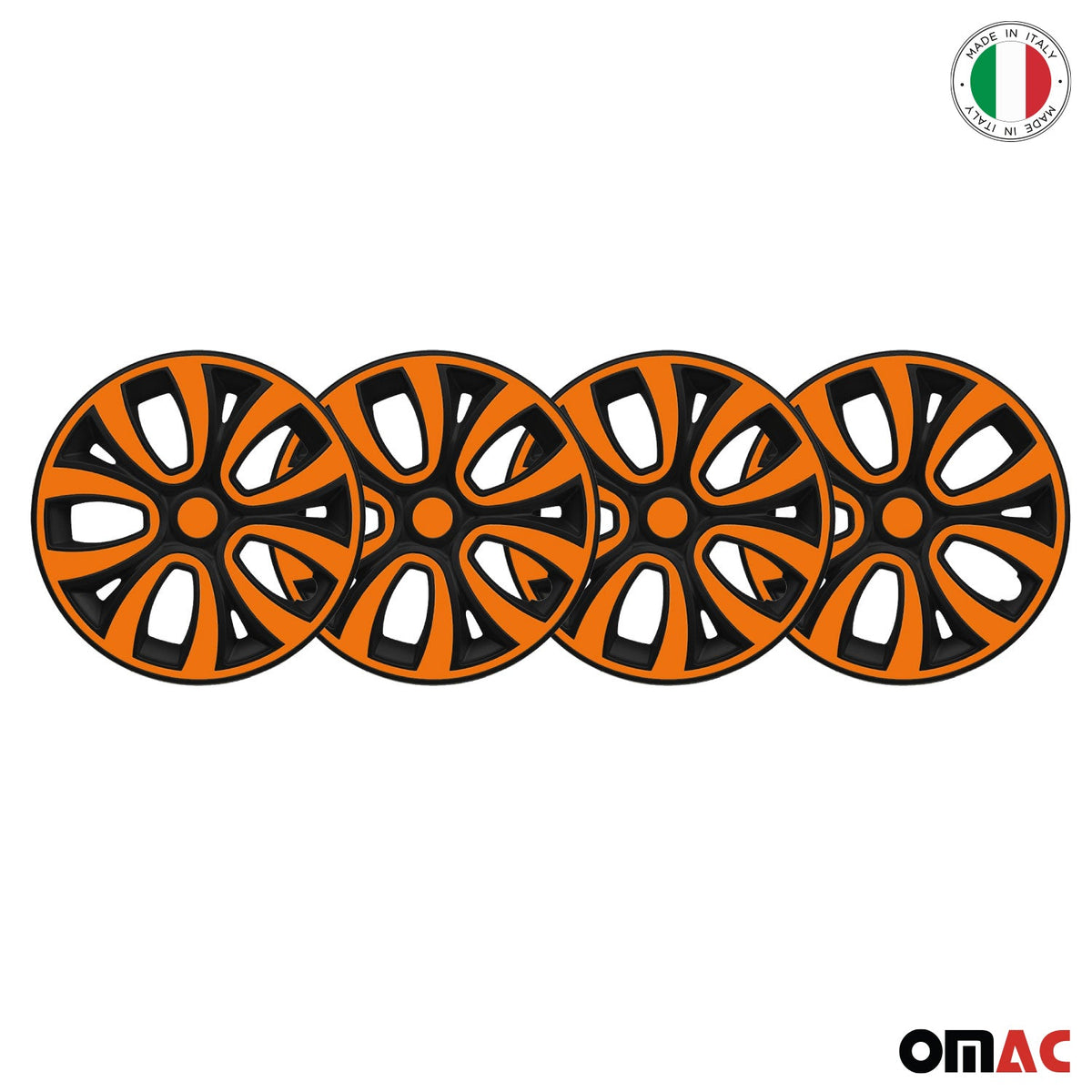 4x Radblenden Radkappen Radzierblenden 16" Zoll Stahlfelgen Matt Schwarz Orange