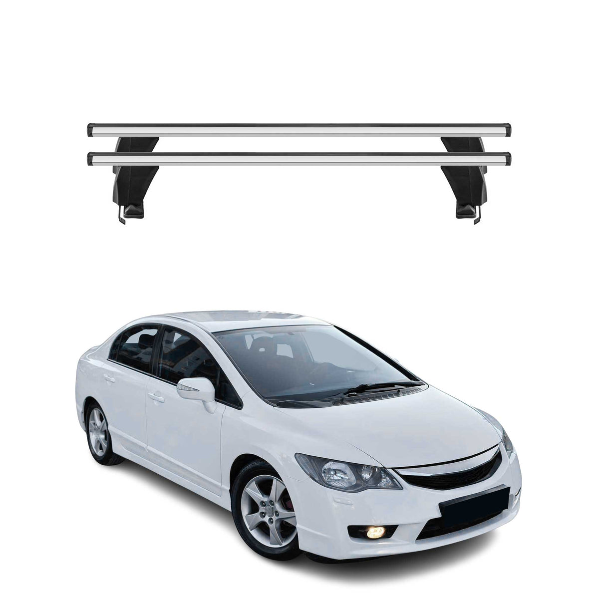 Menabo Dachträger Grundtäger für Honda Civic mk8 2005-2011 50kg Alu Silber 2 tlg
