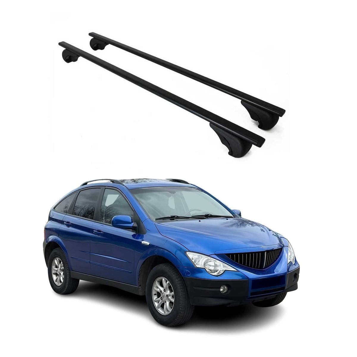 Dachträger Grundträger für SsangYong Actyon 2006-2011 75kg Stahl Schwarz 2 tlg