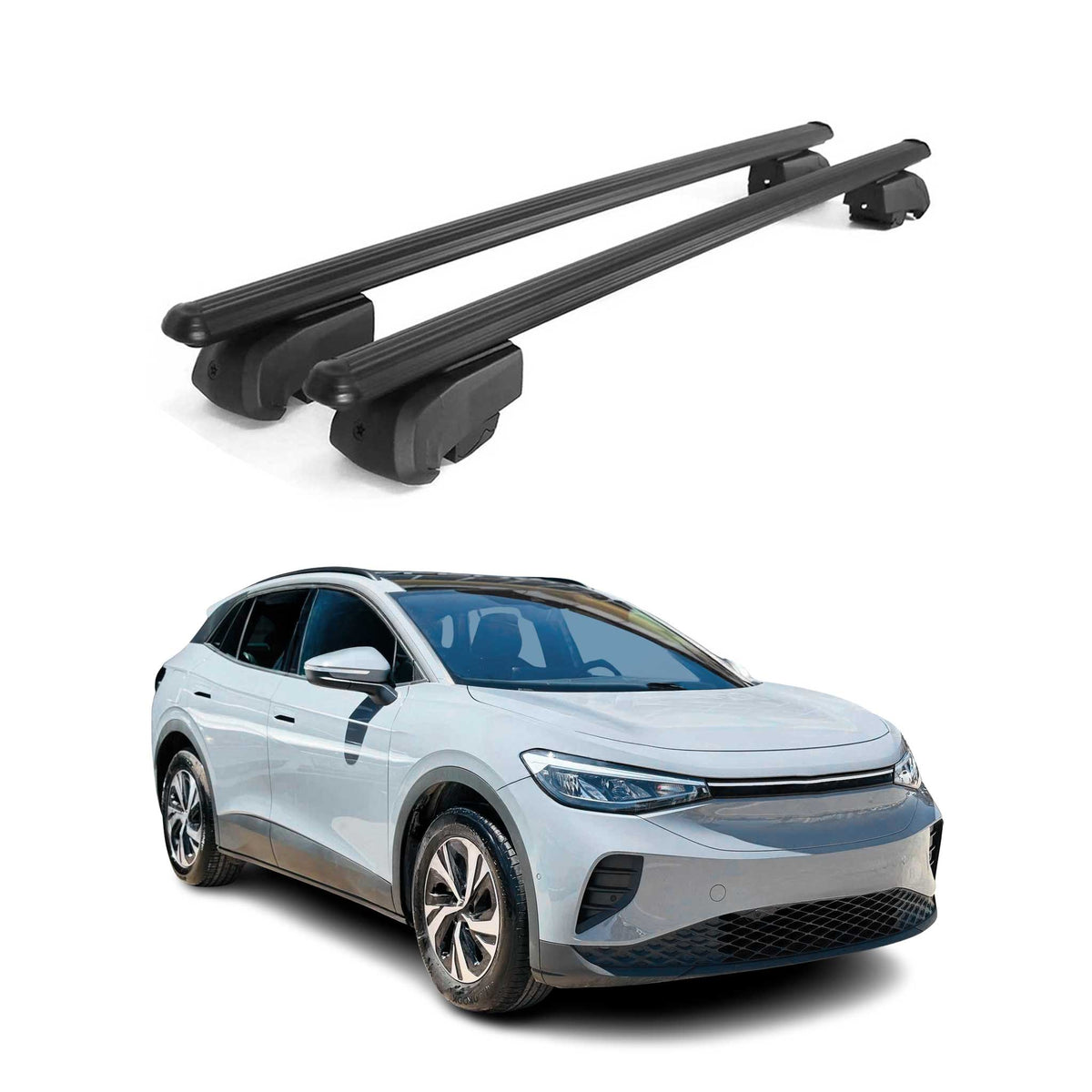Dachträger Grundtäger für VW ID.4 2021-2026 75kg Aluminium Schwarz 2 tlg