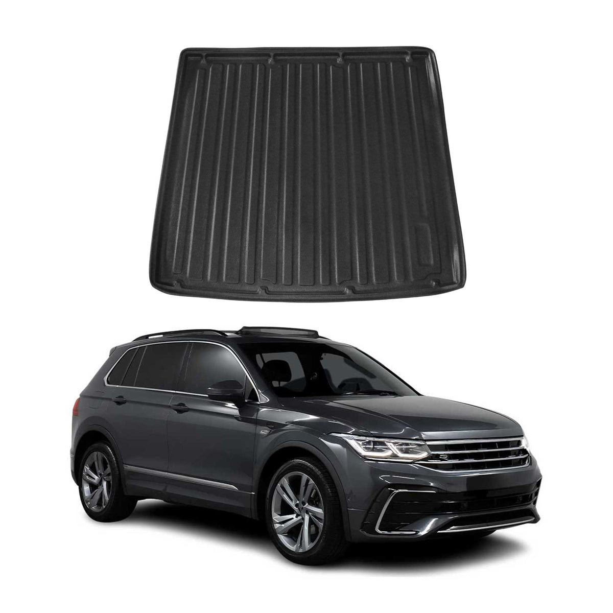 Kofferraumwanne Laderaumwanne für VW Tiguan Allspace 2016-2024 Gummi TPE Schwarz
