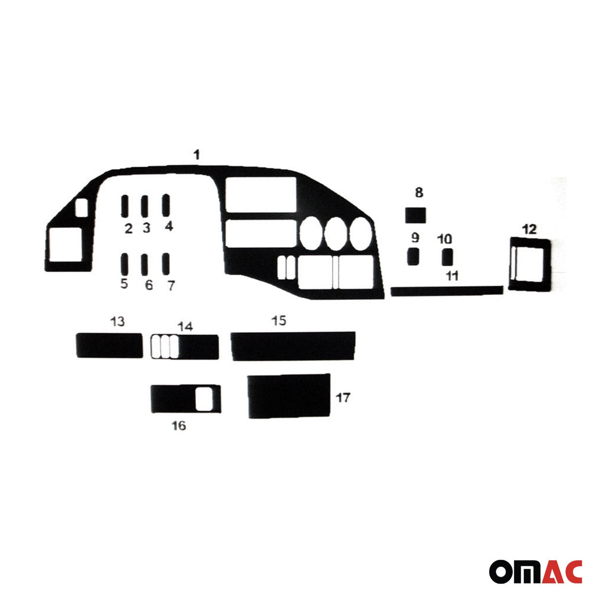 Innenraum Dekor Cockpit für Mercedes Sprinter W901 902 903 Wurzelholz Optik 24x