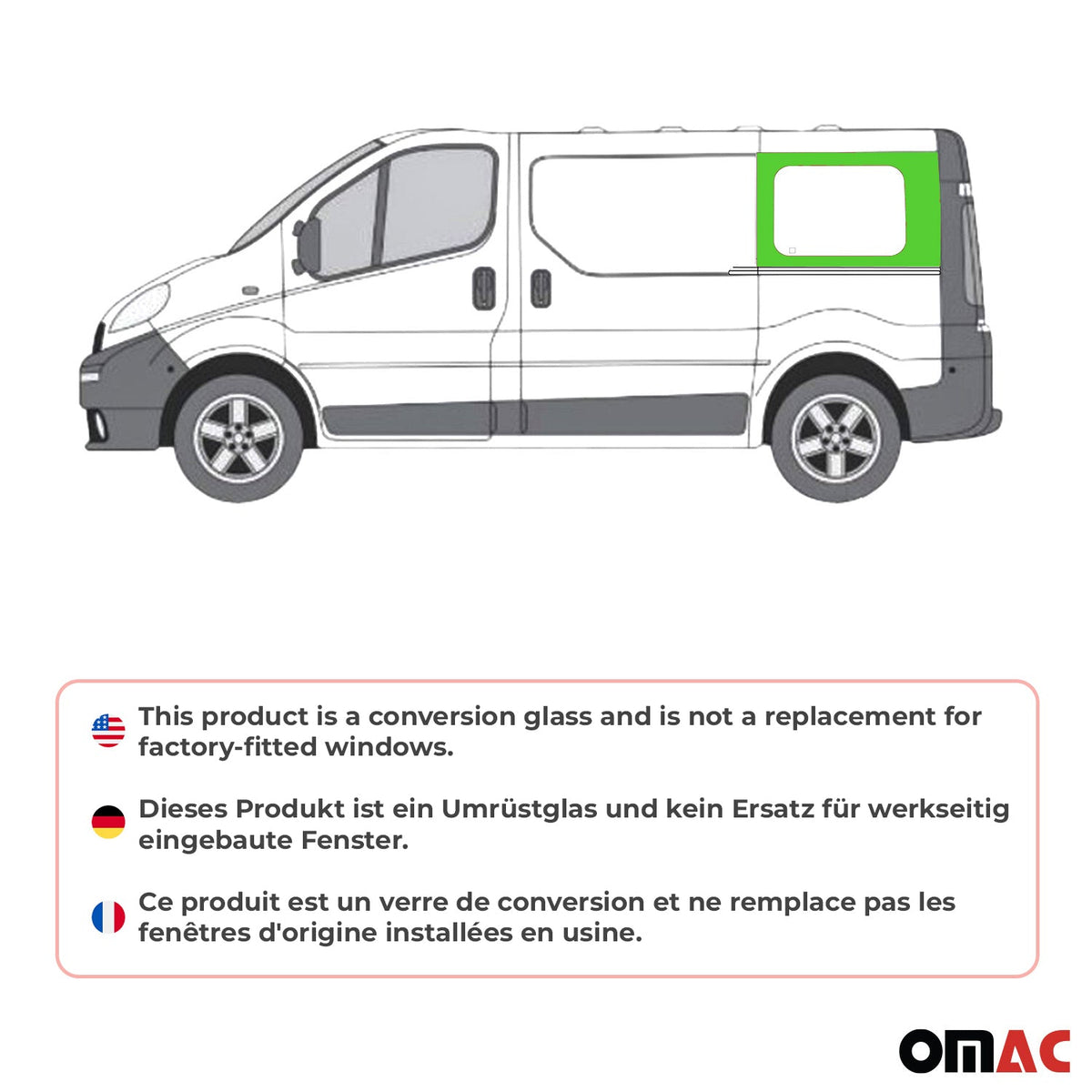 Seitenfenster Auto Fenster für Renault Trafic 2001-2014 Schwarz Links L1