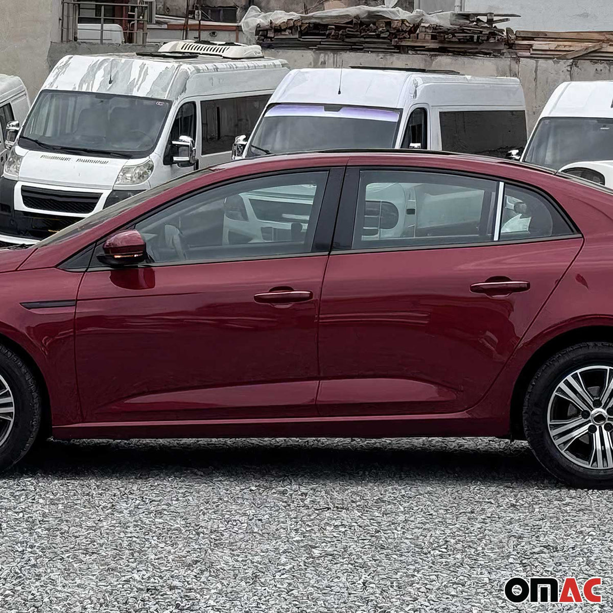 Fensterleisten Zierleisten für Renault Megane Limo 2016-2022 Chrom Dunkel 12x