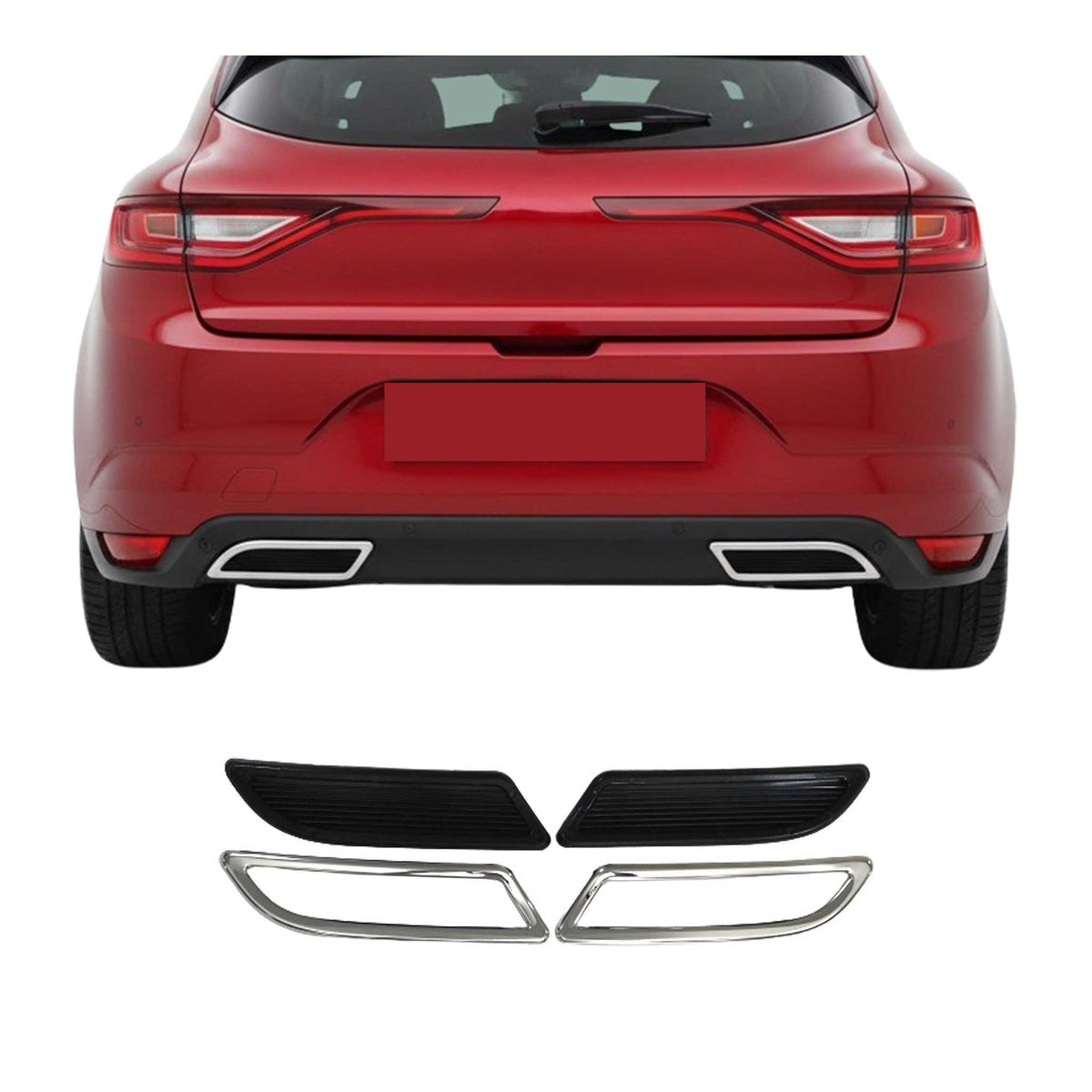 Stoßstangen Diffusor Auspuffrahmen für Renault Megane 2016-2022 Edelstahl Chrom