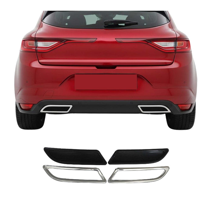 Stoßstangen Diffusor Auspuffrahmen für Renault Megane 2016-2022 Edelstahl Chrom