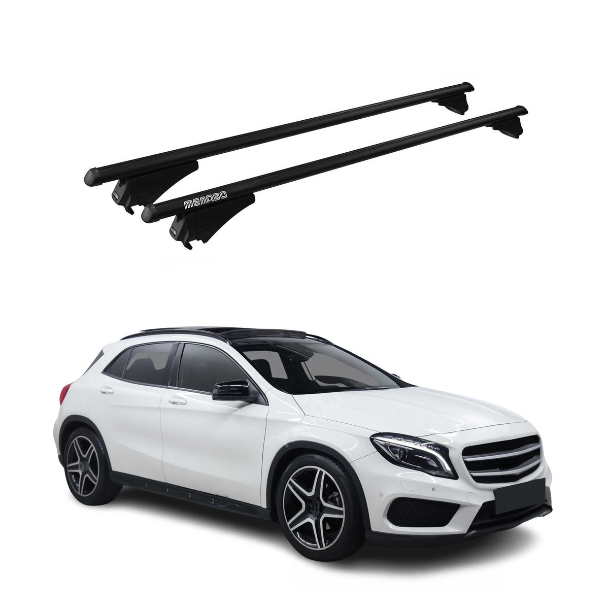 Menabo Dachträger Grundtäger für Mercedes GLA X156 2014-2020 75kg Alu Schwarz 2x