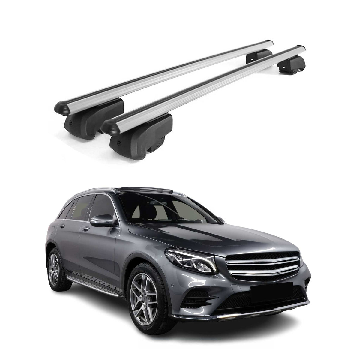Dachträger Gepäckträger für Mercedes GLC X253 2015-2021 ABE Aluminium Grau