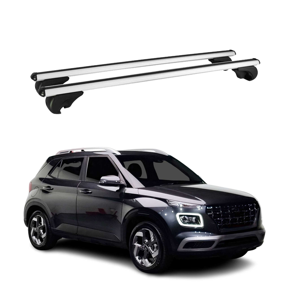 Dachträger Grundtäger für Hyundai Venue 2020-2026 75kg Alu Silber 2 tlg