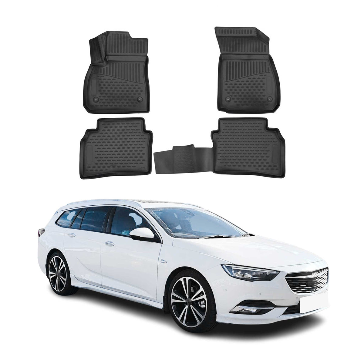 OMAC Gummimatten Fußmatten für Opel Insignia B Tourer 2017-2022 TPE Schwarz 4x