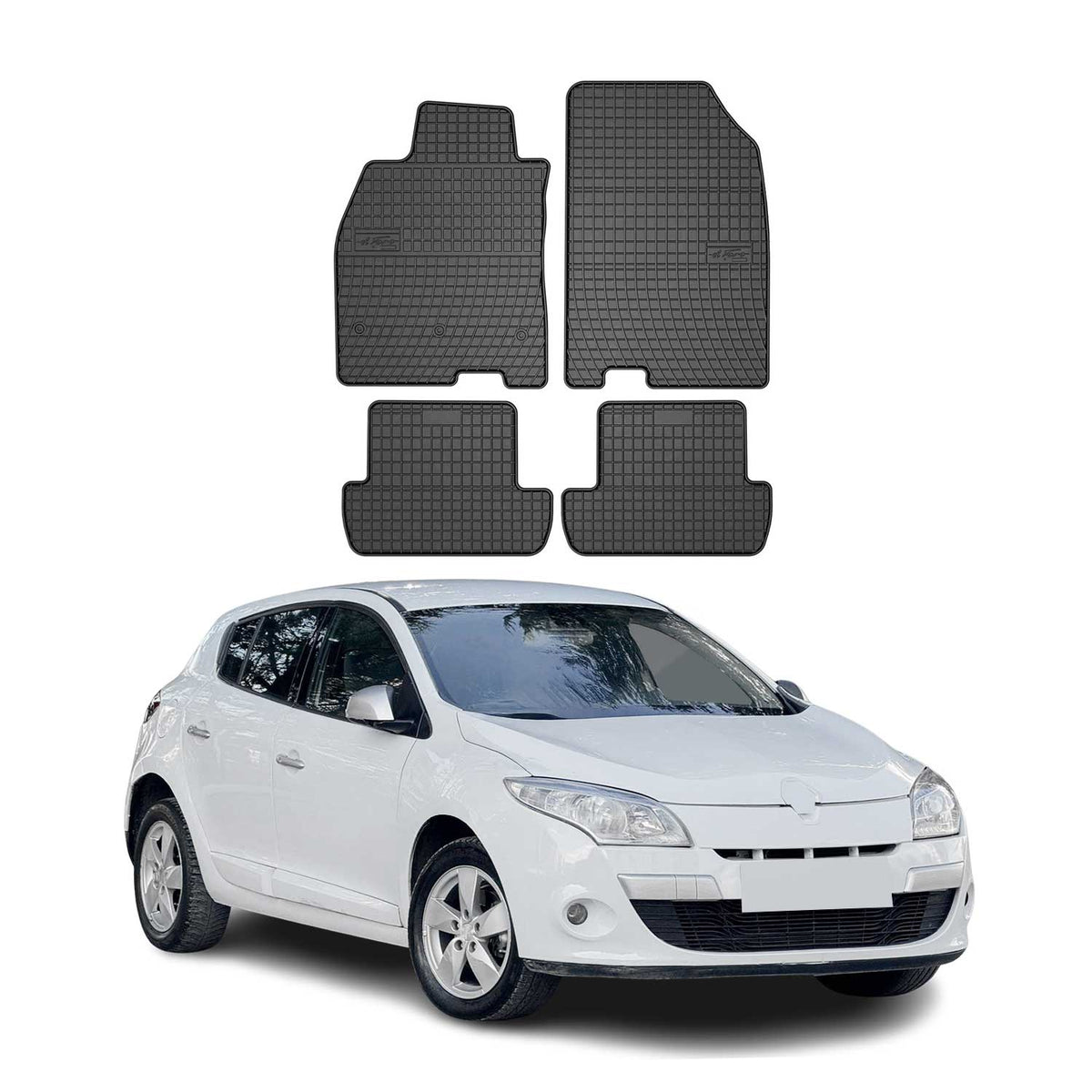 OMAC Gummi Fußmatten für Renault Megane 2008-2015 Automatten Gummi Schwarz 4tlg