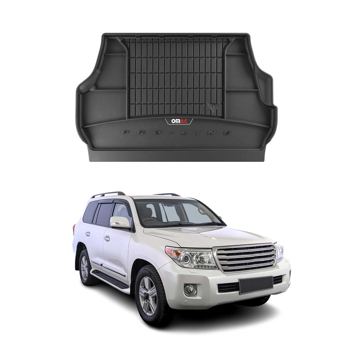 OMAC Gummi Kofferraumwanne für Toyota Land Cruiser J200 2007-2021 TPE Schwarz