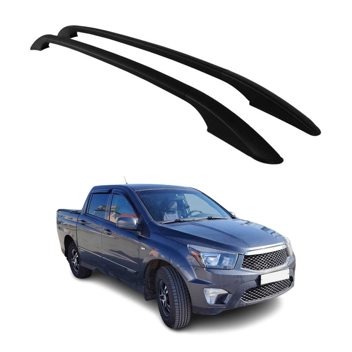 Alu Dachreling Relingträger für Ssangyong Actyon Sports 2006-2012 Schwarz