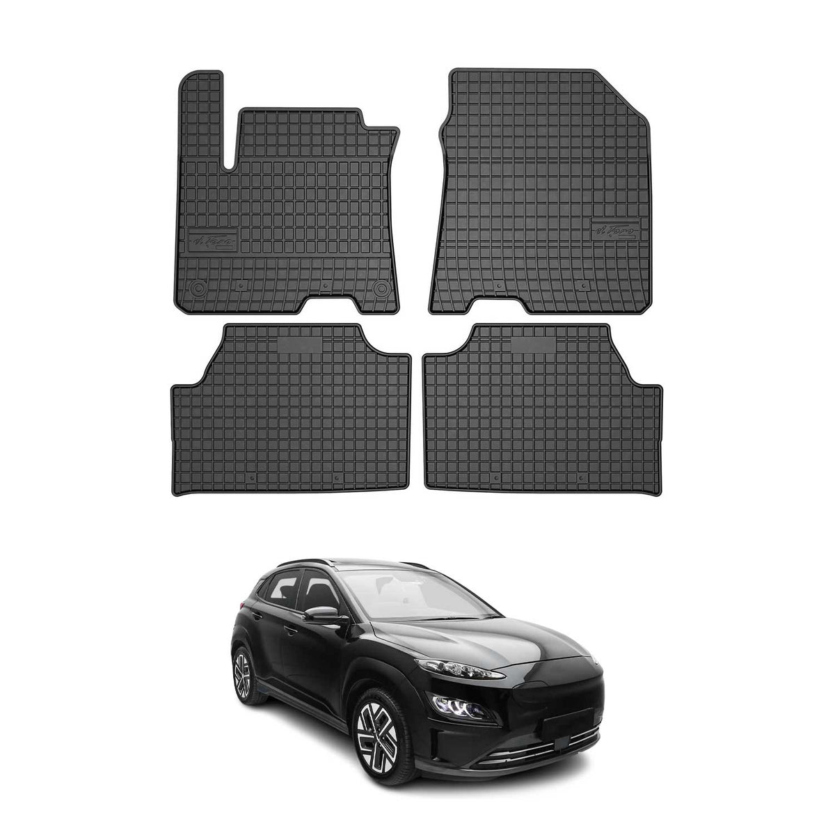 OMAC Gummi Fußmatten für Hyundai Kona Electric 2018-2023 Automatten Schwarz 4x Namma Markt
