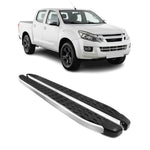 Alu Trittbretter Seitenschweller für Isuzu D-Max DoubleCab 2012-19 Schwarz Grau