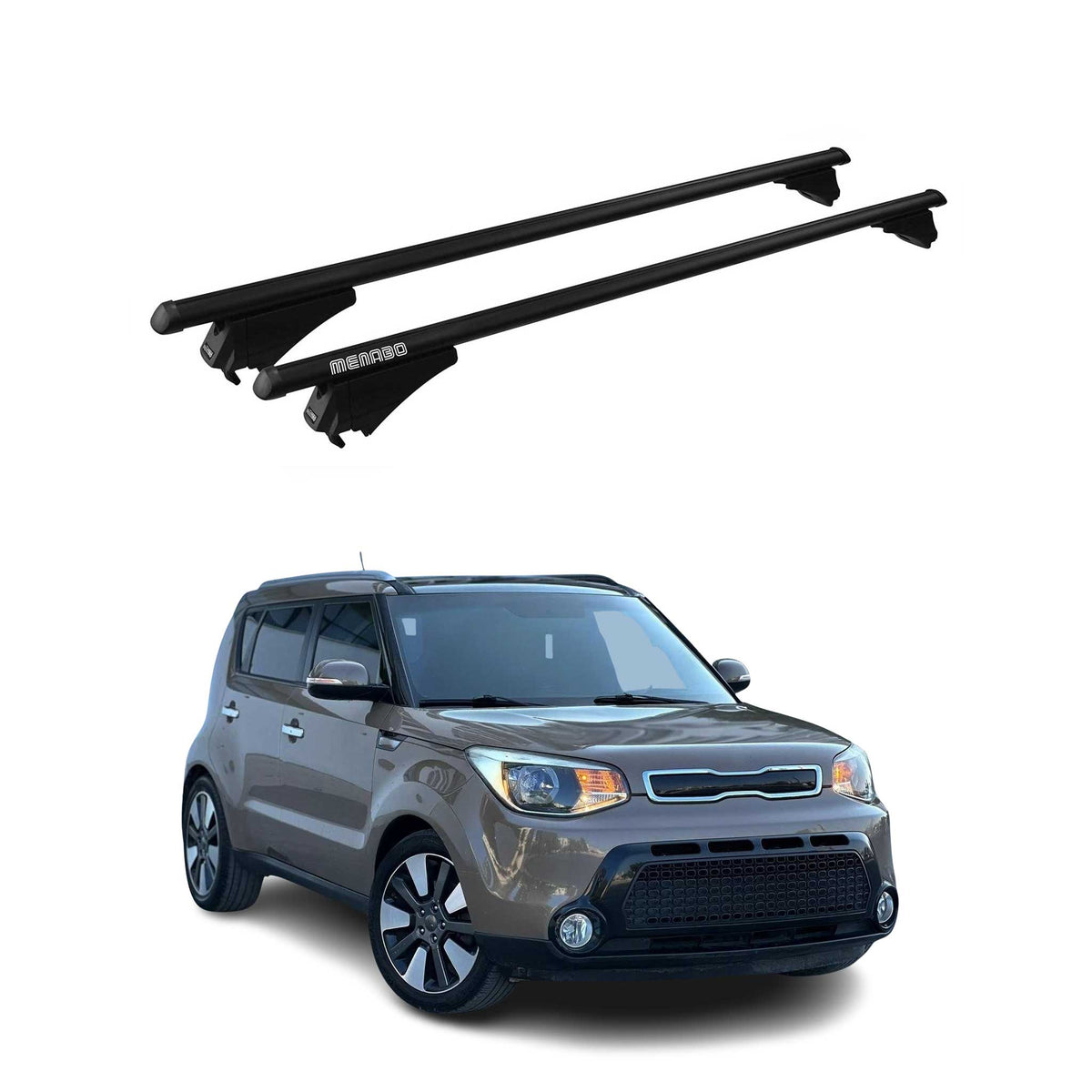 Menabo Dachträger Grundtäger für Kia Soul 2014-2019 75kg Aluminium Schwarz 2 tlg