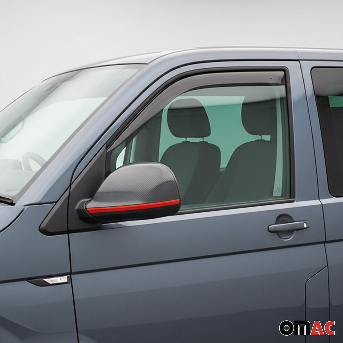 Spiegelkappen Leiste für VW T6 T6.1 Transporter 2015-2024 Edelstahl Rot 2tlg