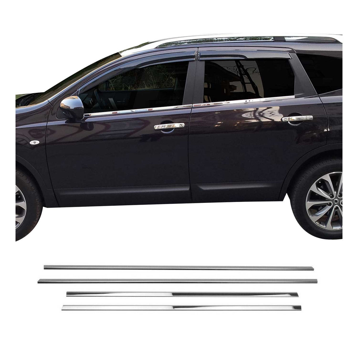 Fensterleisten Zierleisten für Nissan Qashqai +2 2008-2014 Edelstahl Chrom 4tlg