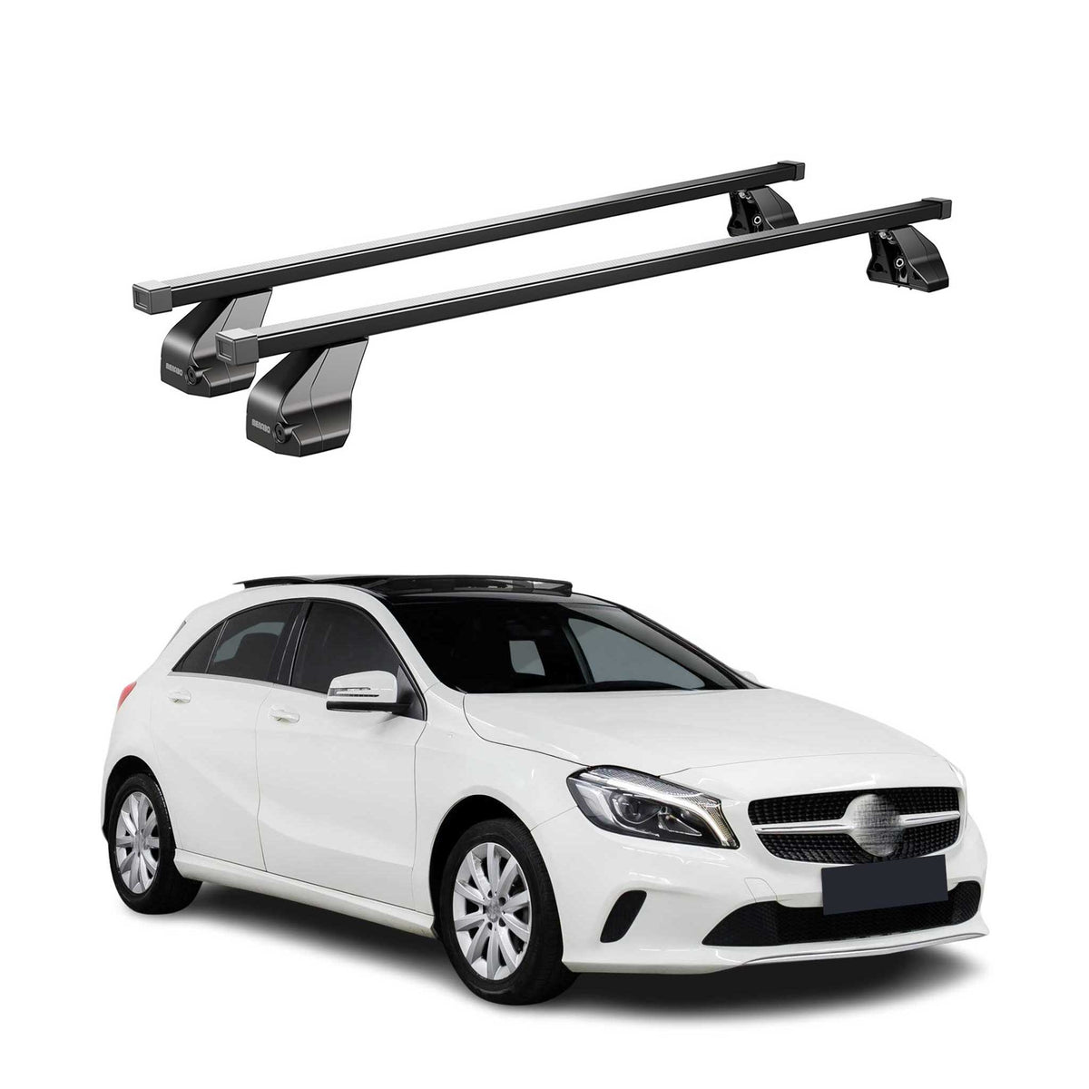 Menabo Dachträger für Mercedes A Klasse W176 2012-2018 75kg Stahl Schwarz 2x