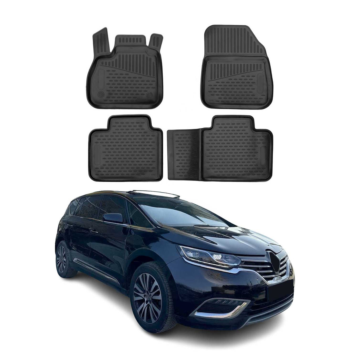 OMAC Gummimatten Fußmatten für Renault Espace V 2015-2023 TPE Automatte Schwarz