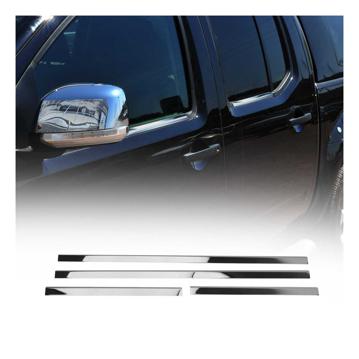 Fensterleisten Zierleisten für Nissan Navara D40 2005-2015 Edelstahl Chrom 4tlg