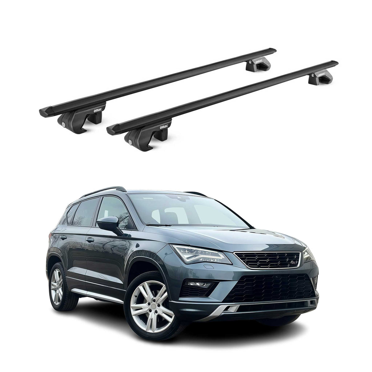 Dachträger Grundtäger für Seat Ateca 2016-2026 5 tür 90kg Alu Schwarz 2 tlg ABE