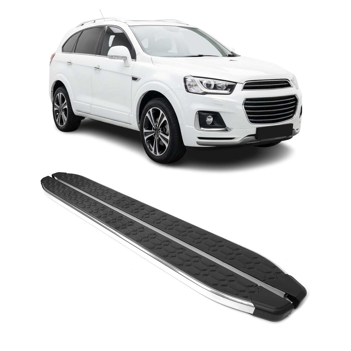 Trittbretter Seitenschweller für Chevrolet Captiva 2016-2021 Stahl Schwarz Grau