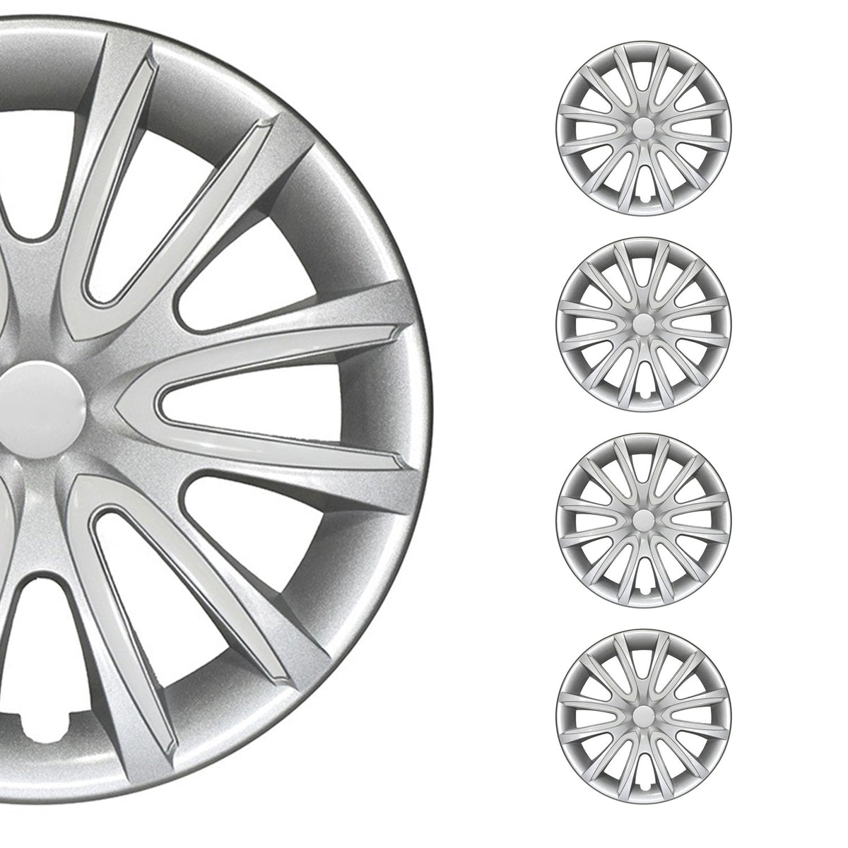4x Radkappen Radzierblenden Radblenden für 15" Zoll Stahlfelgen Grau weiß