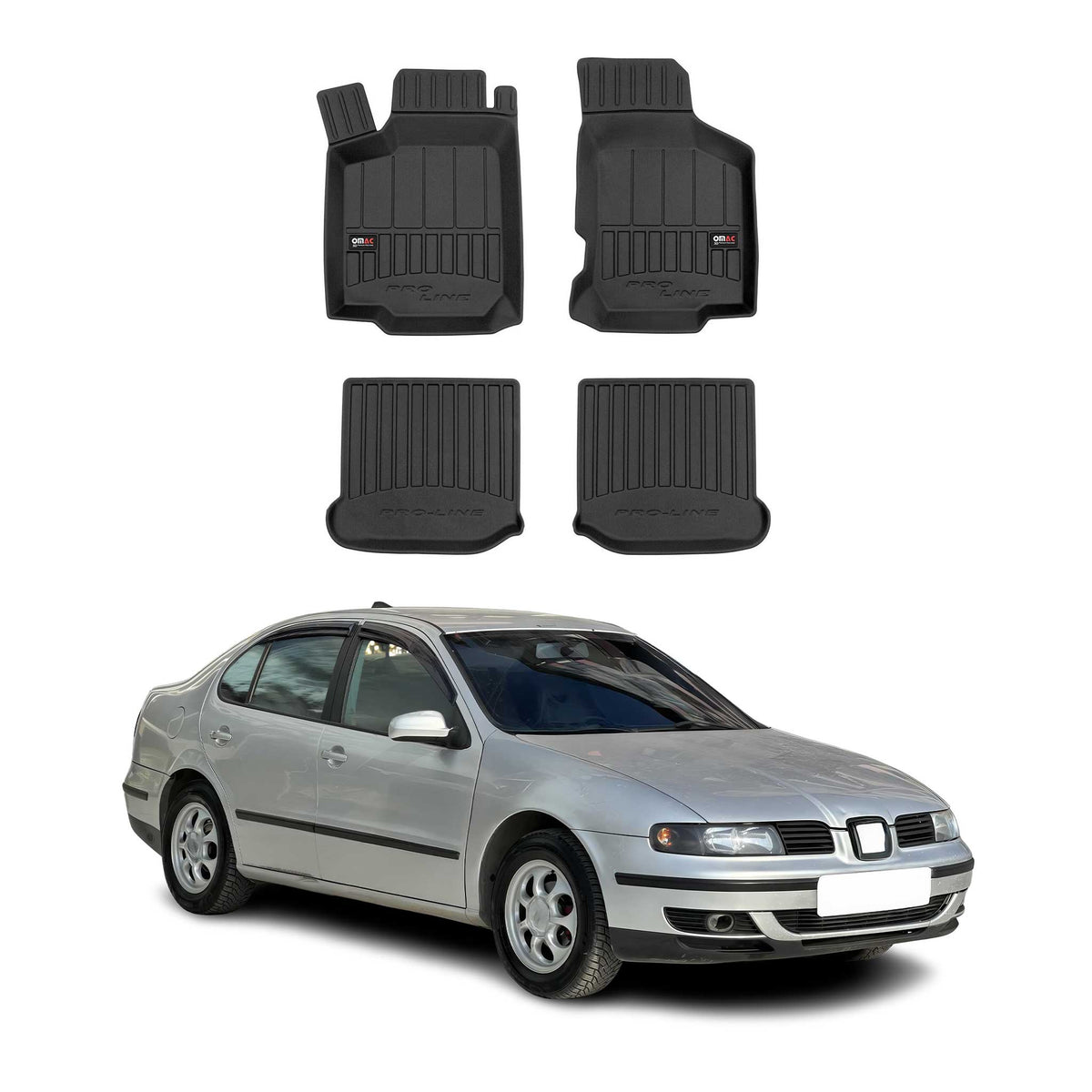 OMAC Gummi Fußmatten für Seat Toledo 1999-2004 Premium TPE Automatten Schwarz 4x